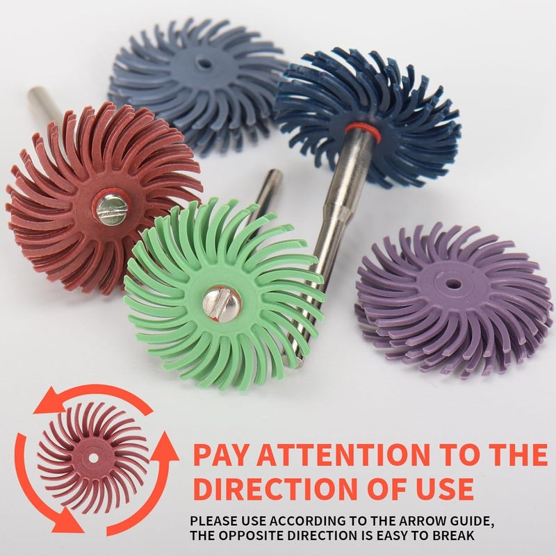 Baisiky 66Pcs 1 Inch Radial Bristle Disc Kit with 1/8" Shank for Rotary Tools,Detail Abrasive Brush for Jewelry Wood Metal Polishing, Bristle Wheel with Grit 80-1000 - Image 5